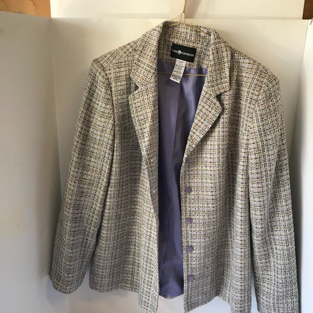 SAG HARBOR WOMENS TWEED STYLE BLAZER SIZE 14 NWT